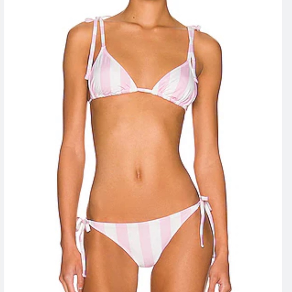 Solid & striped cotton candy stripe Parker bikini set small